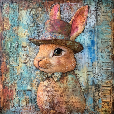 Easter Sign, Bunny in Hat,, DCO-12689, Sign For Wreath, 10x10